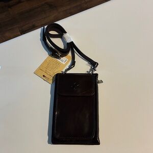 NWT Patricia Nash Dark Brown Leather Phone Crossbody